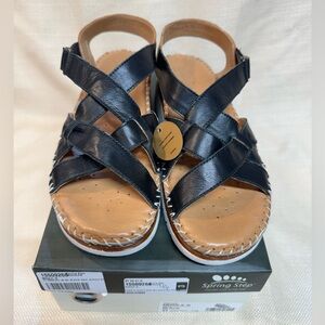 NIB Spring Step Black Wedge Sandals